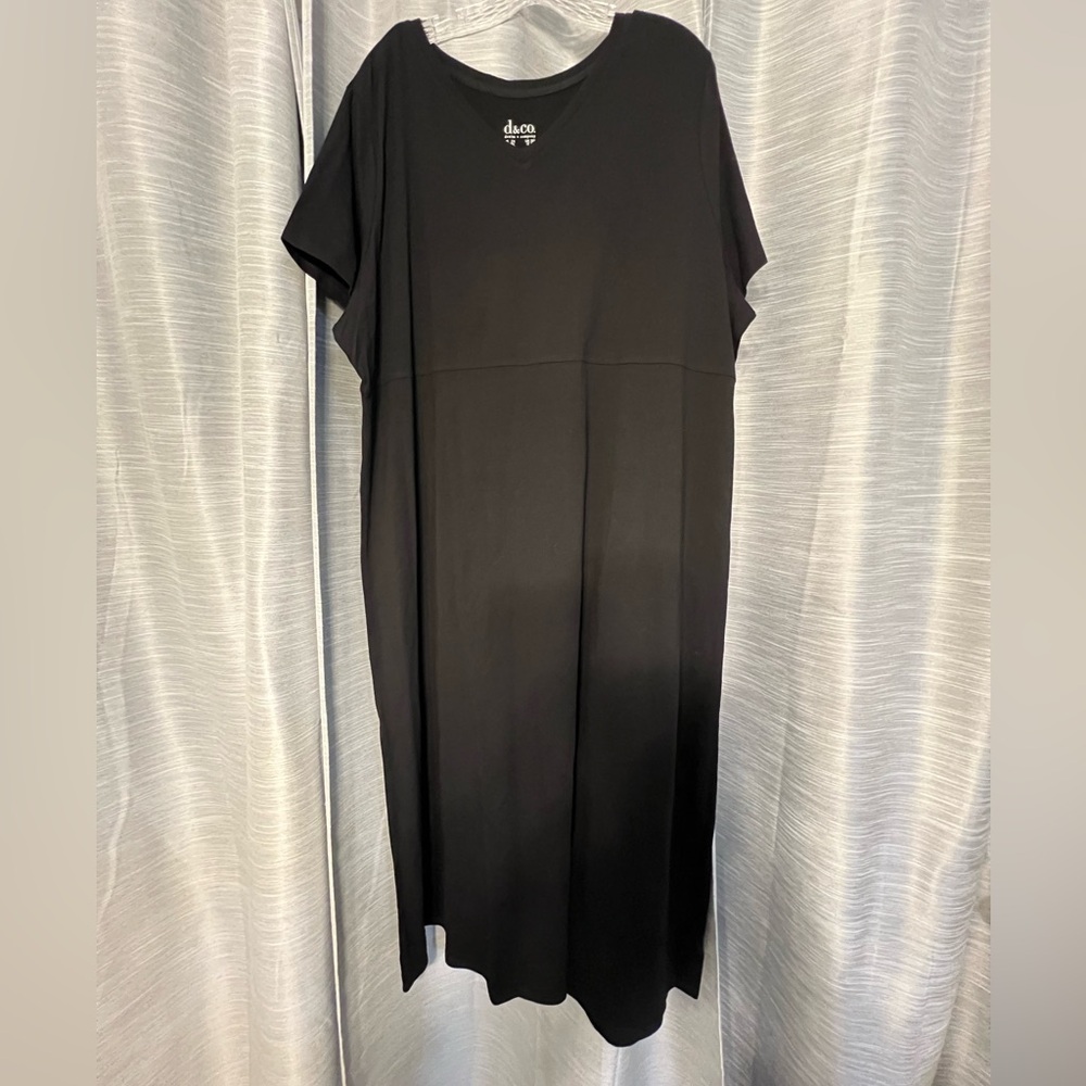 Denim & Co Black Tunic Maxi Dress Classic Black Casual Dress - Picture 2 of 5